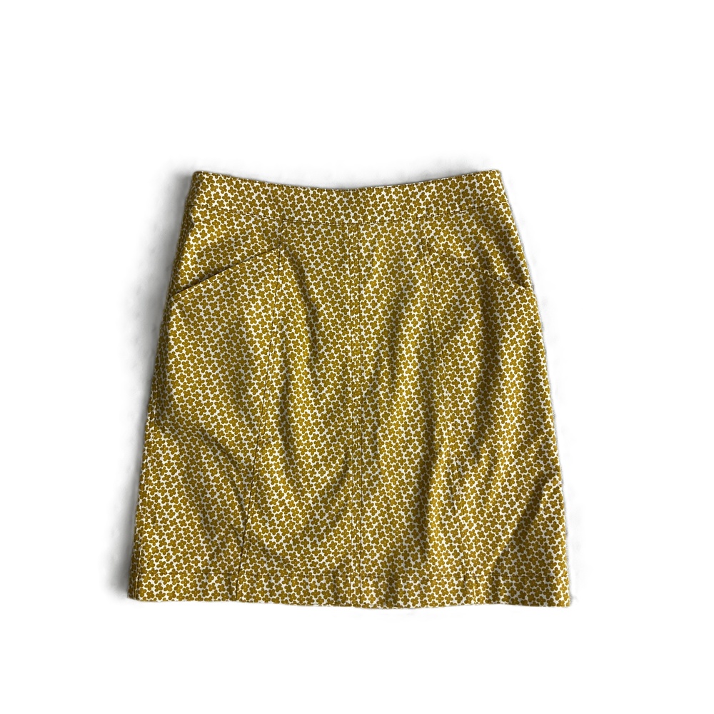 Boden‎ Yellow Retro Print Skirt With Pockets Womens A-Line Size 4R